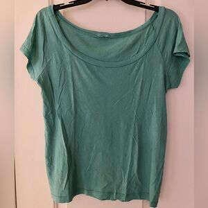 Vintage LA Made pale turquoise ballet neck cotton tissue tee L worn twice EUC
